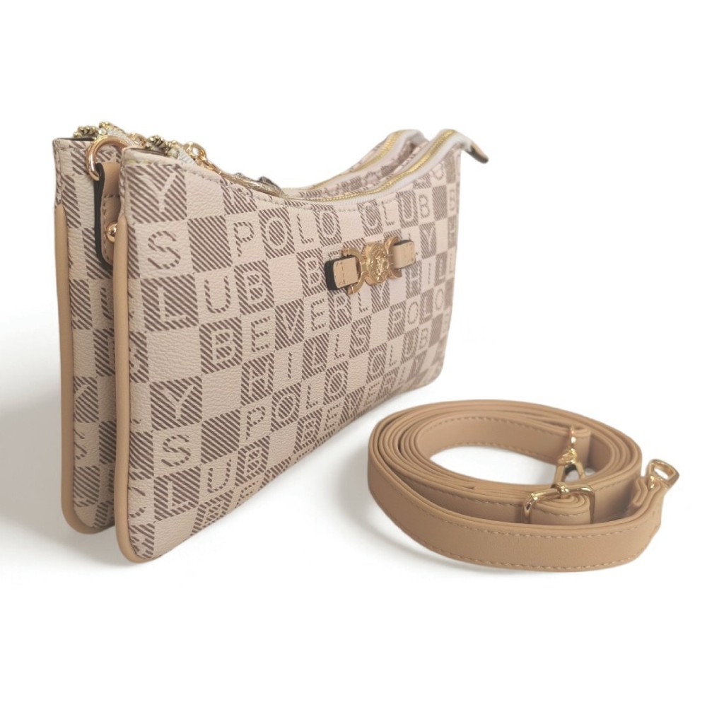 Beverly Hills Polo Club BH-4536 Women's Shoulder Bag Beige Bags