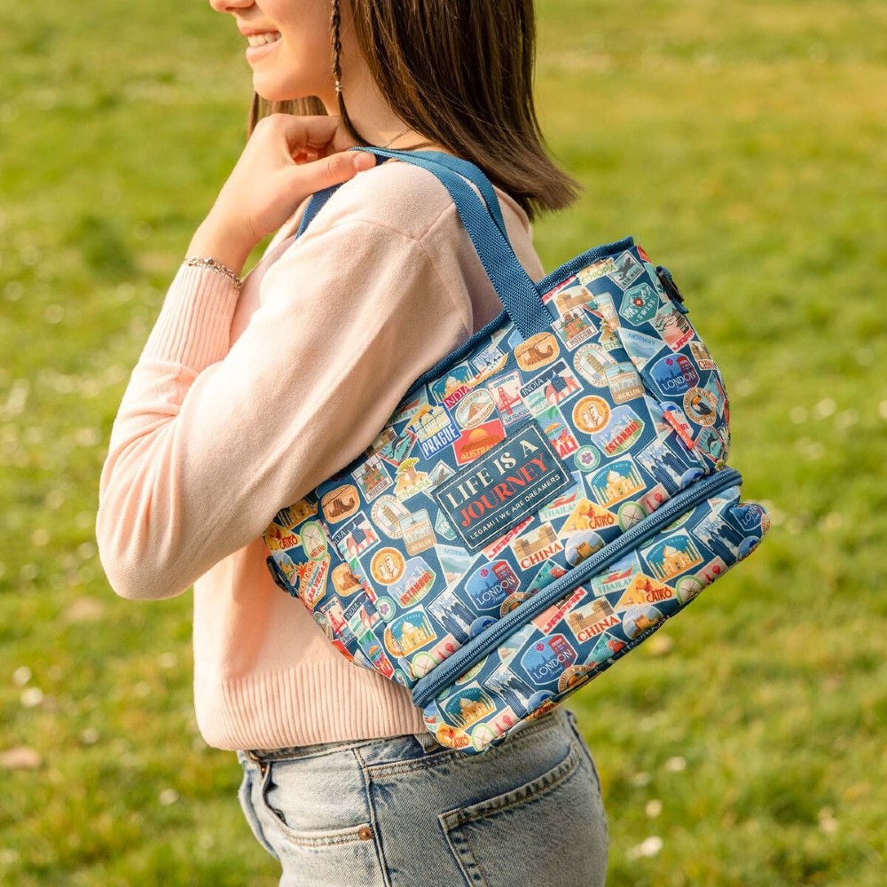 Legami Milano LLBAG0007 Τσαντάκι Φαγητού Χειρός Travel Stickers Μπλε Αξεσουάρ