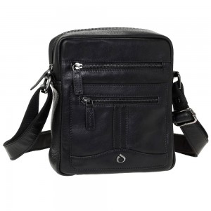 Diplomat LV87 Τσάντα Ώμου / Χιαστί Δέρμα Μαύρη Τσάντες