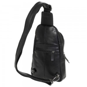 Diplomat LV88 Cross Bodybag/Ανδρική Τσάντα Στήθους Δέρμα Μαύρη Τσάντες