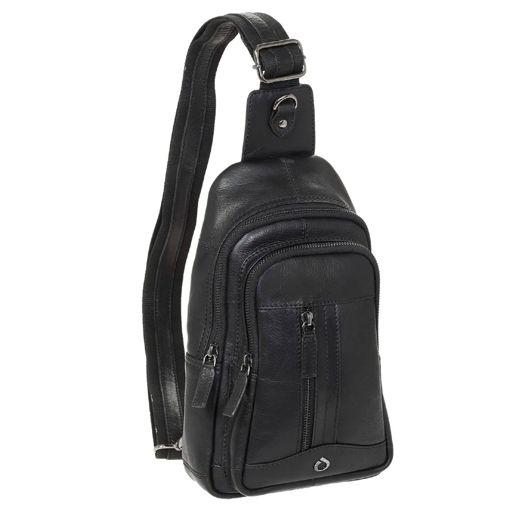 Diplomat LV88 Cross Bodybag/Ανδρική Τσάντα Στήθους Δέρμα Μαύρη Τσάντες