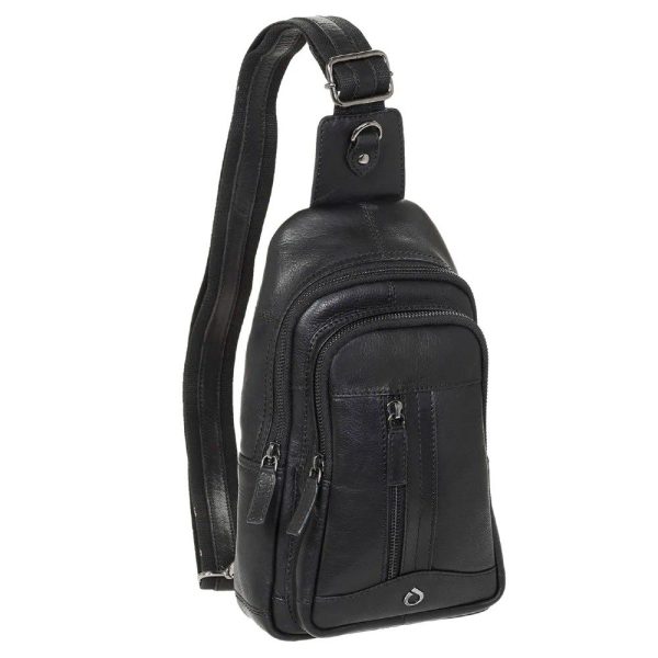 Diplomat LV88 Cross Bodybag/Ανδρική Τσάντα Στήθους Δέρμα Μαύρη