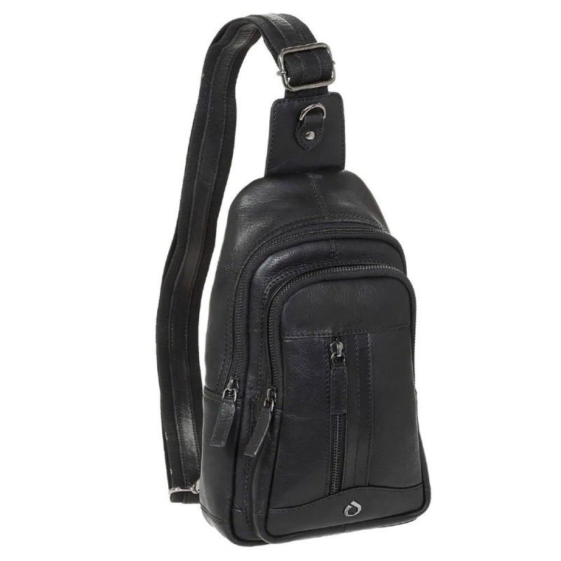 Diplomat LV88 Cross Bodybag/Ανδρική Τσάντα Στήθους Δέρμα Μαύρη DIPLOMAT
