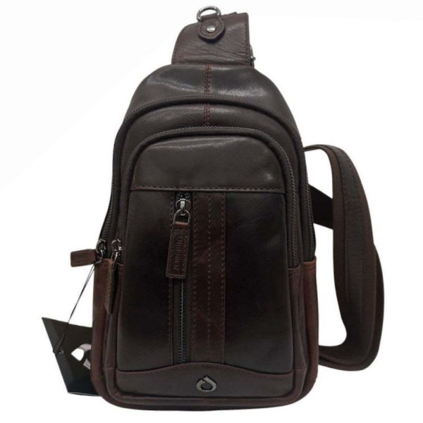 Diplomat LV88 Cross Bodybag/Ανδρική Τσάντα Στήθους Δέρμα Καφέ