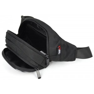 Motocentric MC-0126 Τσαντάκι Μέσης Χιαστί Μαύρο με Κόκκινο. Τσάντες