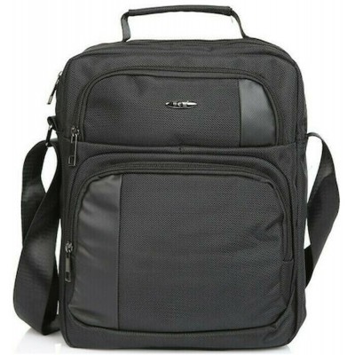 RCM K-4339(L)  Ανδρική Τσάντα Ώμου Χιαστί με χειρολαβή Μαύρη