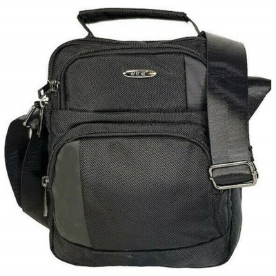 RCM K-4339(S) Ανδρική Τσάντα Ώμου Χιαστί με χειρολαβή Μαύρη