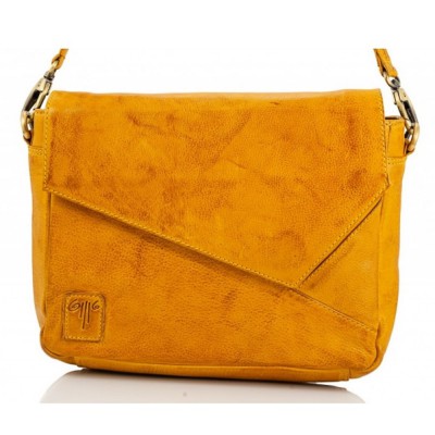 Kion ZP704 Γυναικεία Τσάντα Χιαστή/Ώμου Δέρμα Κίτρινη