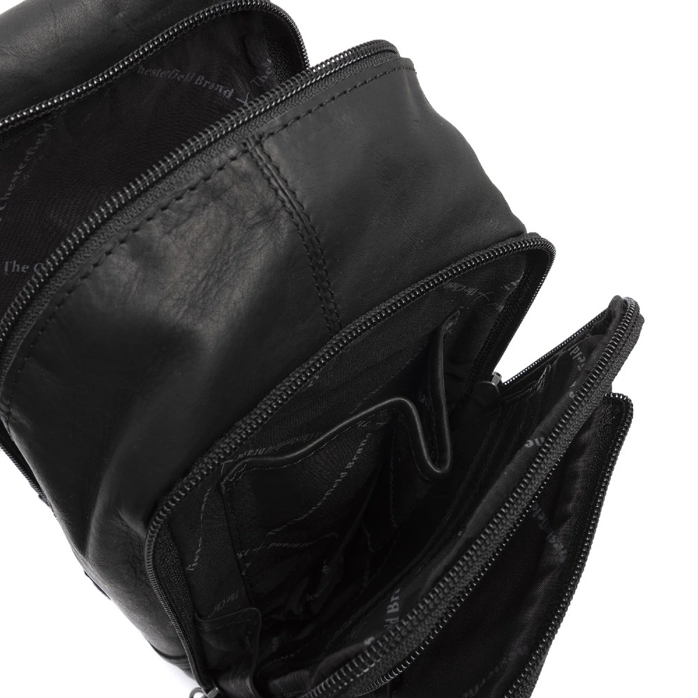 The Chesterfield Brand C58.028400 Riga Leather Chest/Crossbody Bag Black Bags