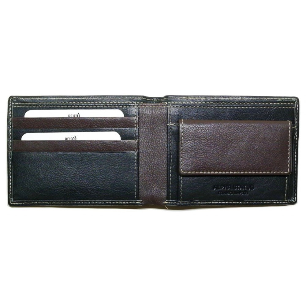 ALPHA STATUS 10101-0 RFID Δερμάτινο Ανδρικό Πορτοφόλι Μαύρο Πορτοφόλια