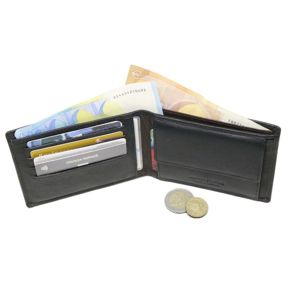 ALPHA STATUS 10103-0 RFID Δερμάτινο Ανδρικό Πορτοφόλι Μαύρο Πορτοφόλια