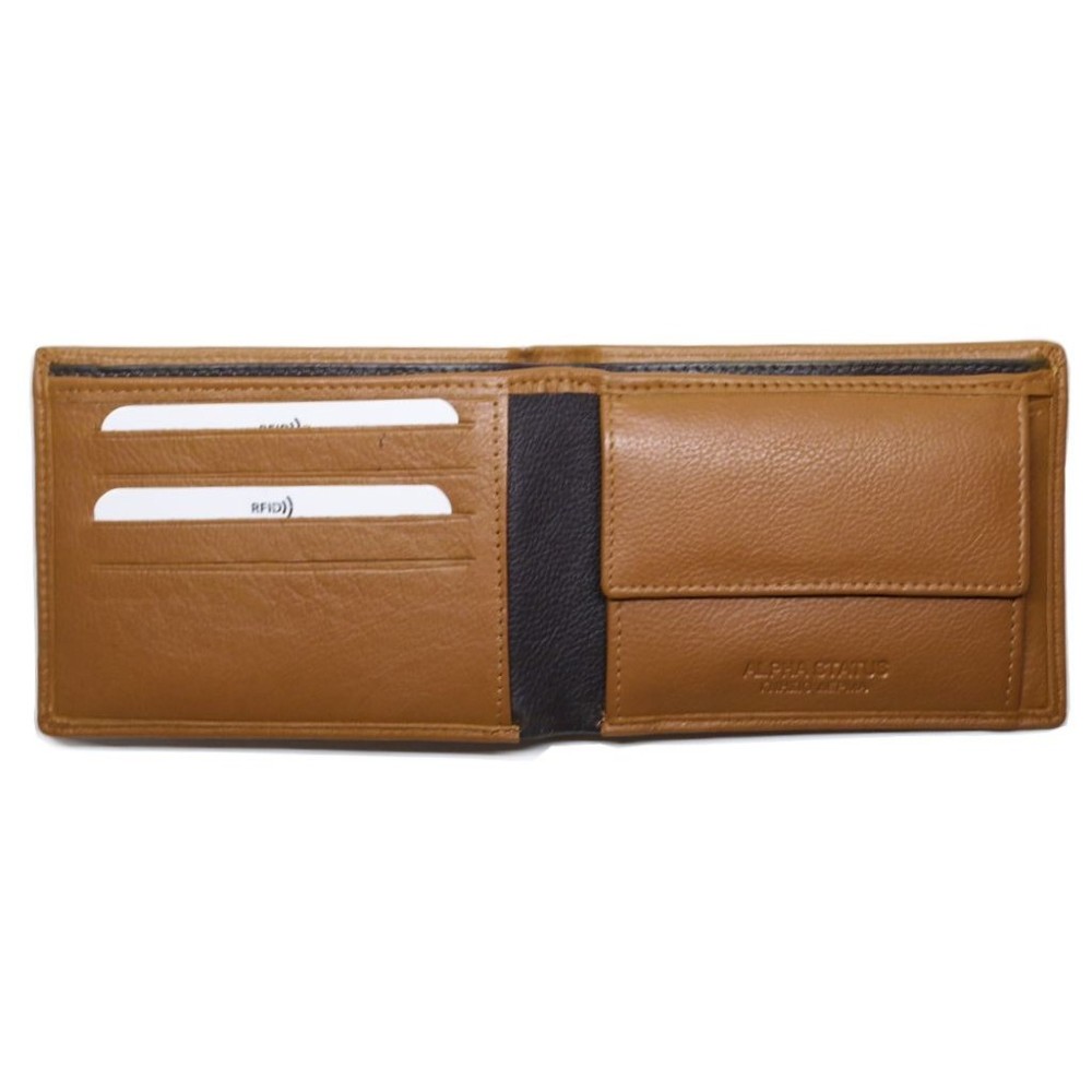 ALPHA STATUS 10103-0 RFID Δερμάτινο Ανδρικό Πορτοφόλι Ταμπά Πορτοφόλια
