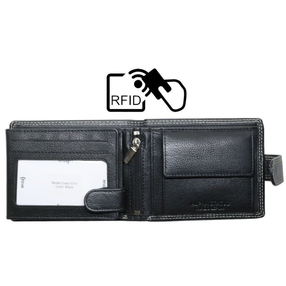 ALPHA STATUS 10111-0 RFID Δερμάτινο Ανδρικό Πορτοφόλι Μαύρο Πορτοφόλια