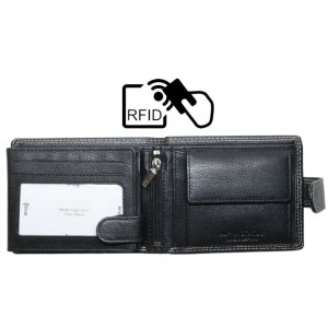 ALPHA STATUS 10111-0 RFID Δερμάτινο Ανδρικό Πορτοφόλι Μαύρο Πορτοφόλια