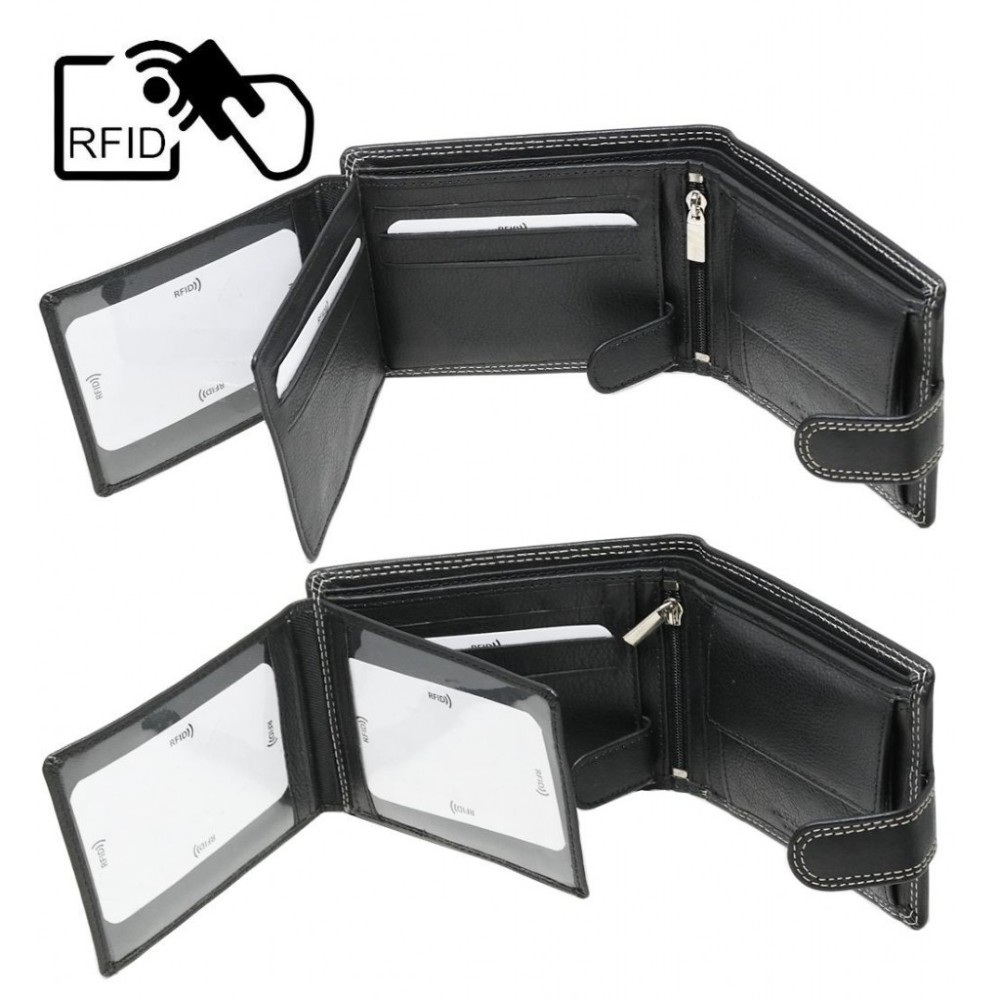 ALPHA STATUS 10111-0 RFID Δερμάτινο Ανδρικό Πορτοφόλι Μαύρο Πορτοφόλια