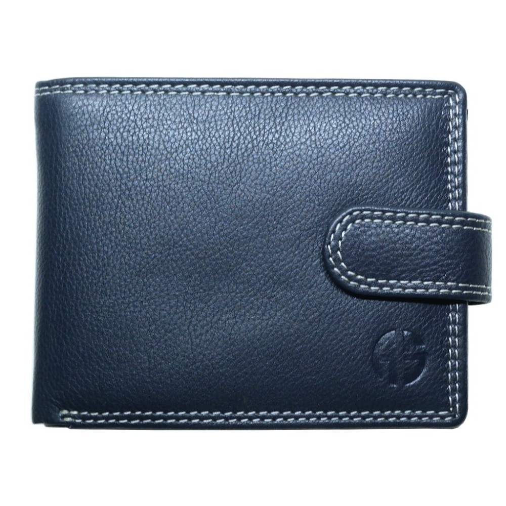 ALPHA STATUS 10111-0 RFID Δερμάτινο Ανδρικό Πορτοφόλι Μπλε Πορτοφόλια