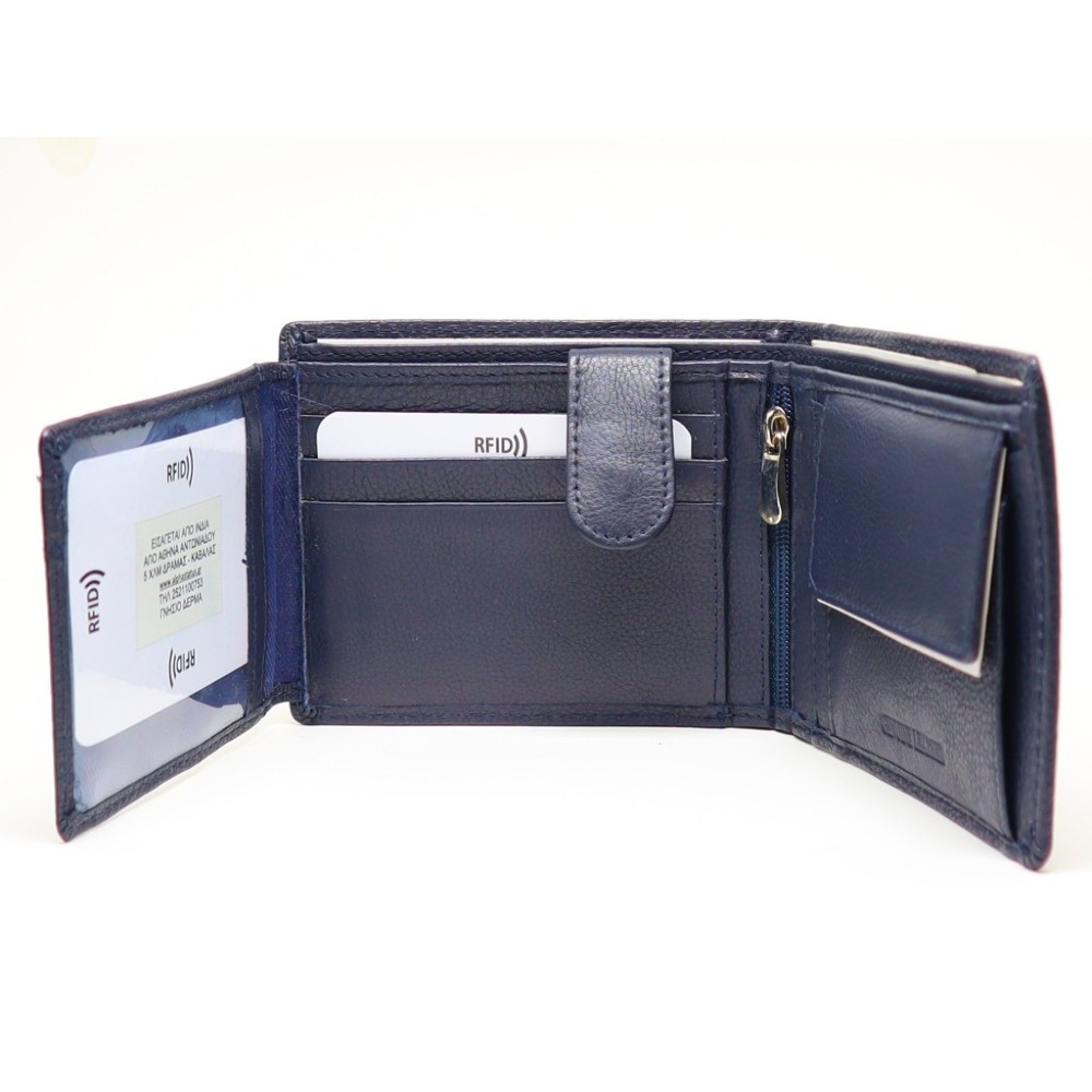 ALPHA STATUS 10114-0 RFID Δερμάτινο Ανδρικό Πορτοφόλι Μπλε Wallets