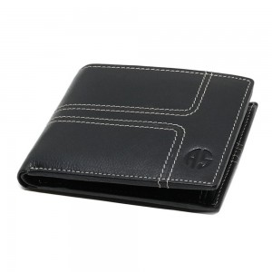 ALPHA STATUS 10115-0 RFID Leather Men's Wallet Black Wallets