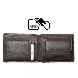 ALPHA STATUS 10115-0 RFID Δερμάτινο Ανδρικό Πορτοφόλι Καφέ Πορτοφόλια