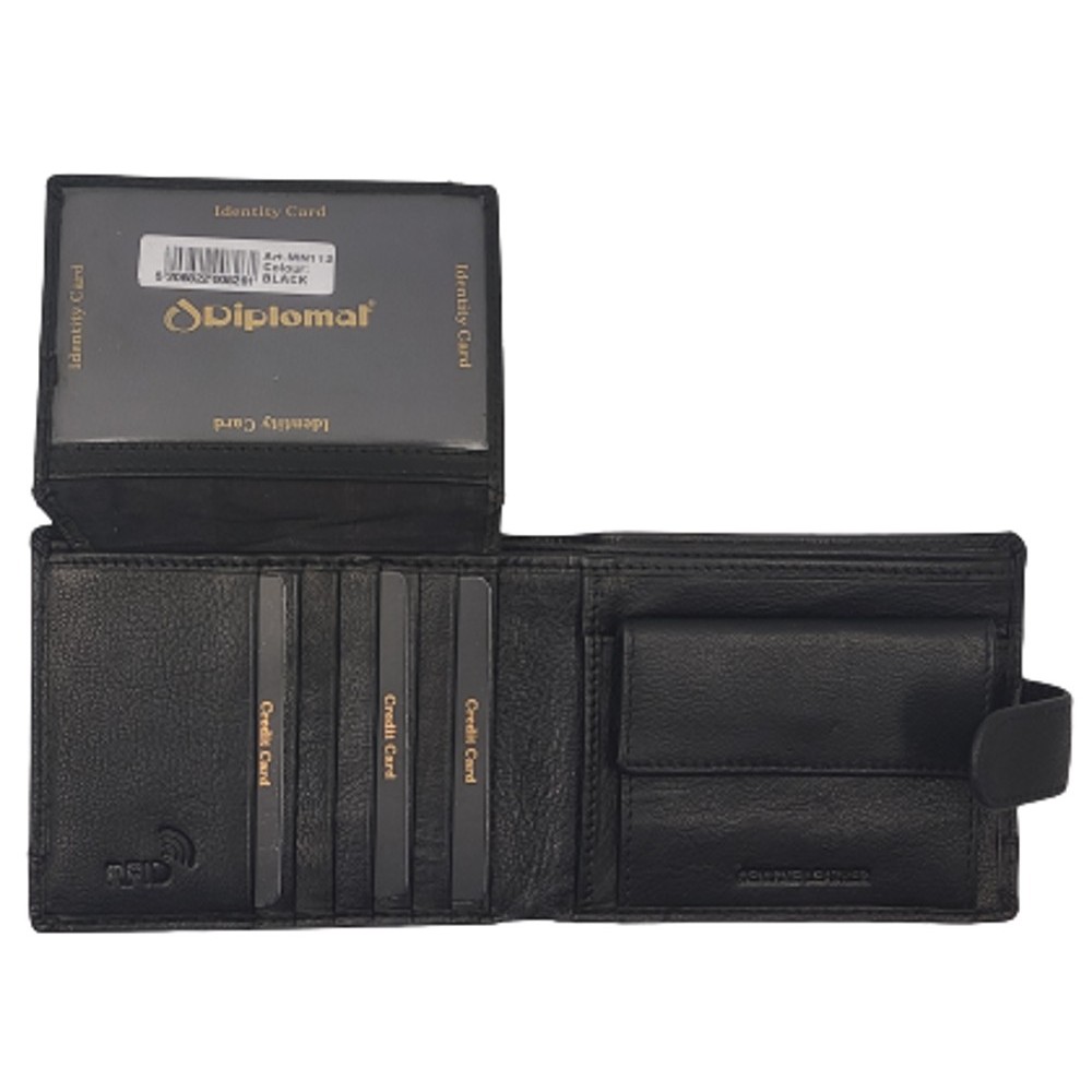 Diplomat MN112 Ανδρικό Πορτοφόλι με RFID Μαύρο Wallets