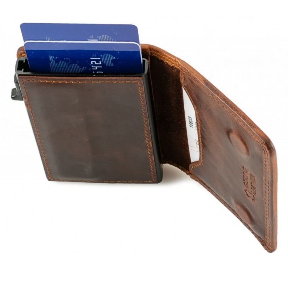 Kion 16823 KARA Card Holder Δερμάτινο Μαγνητικό Πορτοφόλι με RFID Καφέ Πορτοφόλια