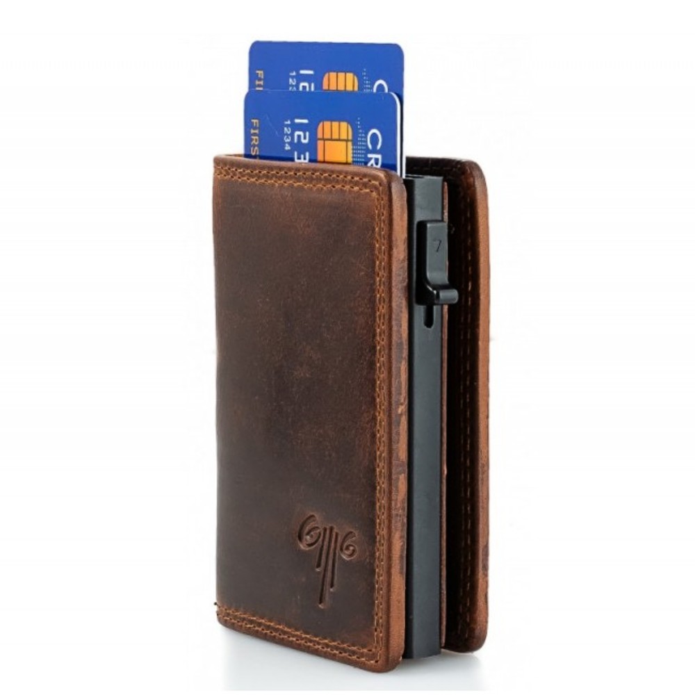 Kion 16823 KARA Card Holder Δερμάτινο Μαγνητικό Πορτοφόλι με RFID Καφέ Πορτοφόλια