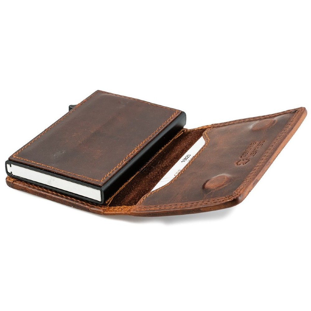 Kion 16823 KARA Card Holder Δερμάτινο Μαγνητικό Πορτοφόλι με RFID Καφέ Πορτοφόλια