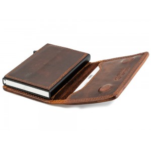 Kion 16823 KARA Card Holder Δερμάτινο Μαγνητικό Πορτοφόλι με RFID Καφέ Πορτοφόλια