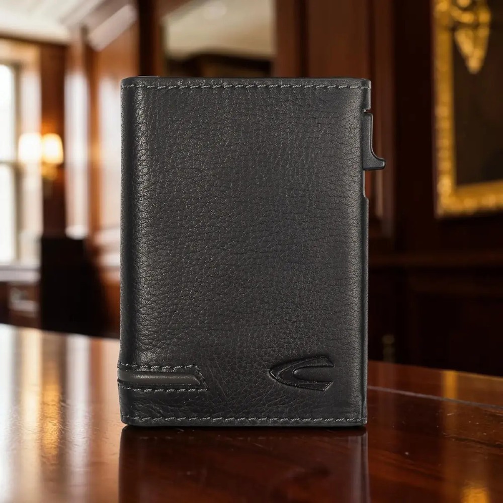 Camel Active 416-701-60 Leather RFID Card Wallet Black Wallets