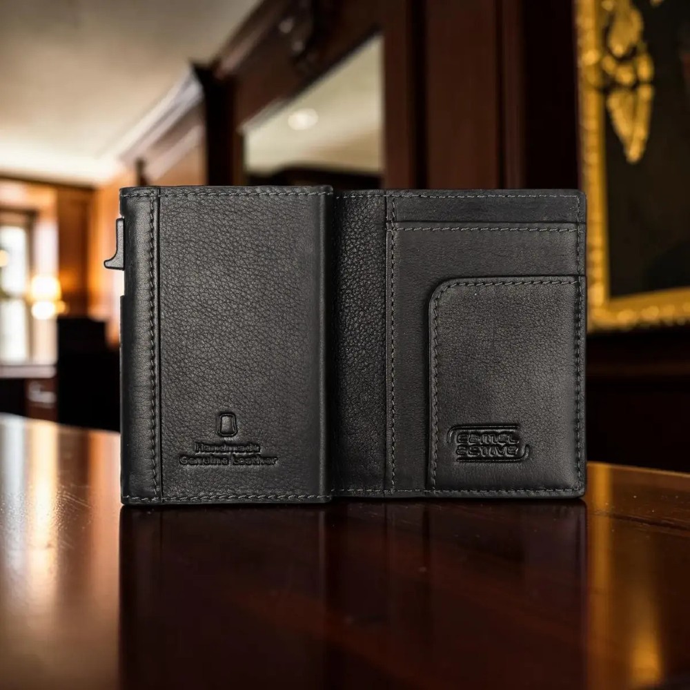 Camel Active 416-701-60 Leather RFID Card Wallet Black Wallets