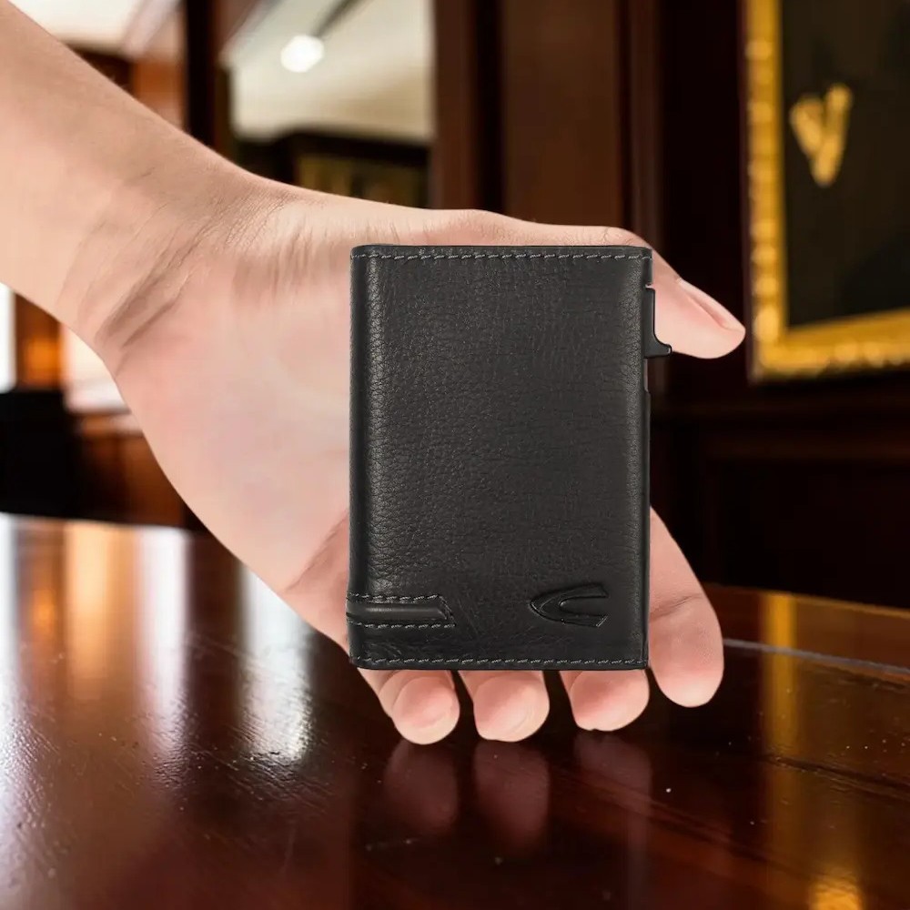 Camel Active 416-701-60 Leather RFID Card Wallet Black Wallets
