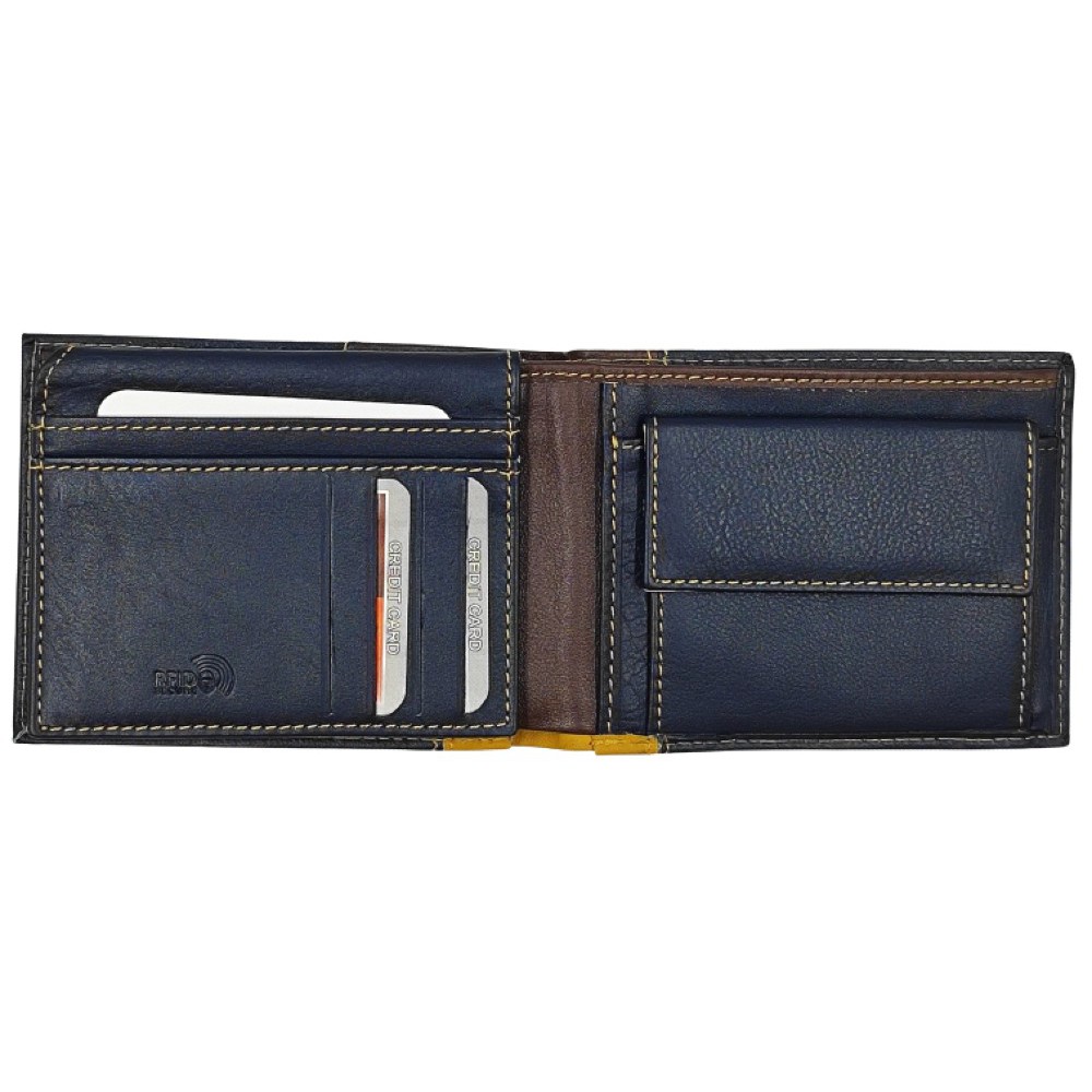 LUXUS Ανδρικό Πορτοφόλι με RFID δέρμα 5221 μπλε Πορτοφόλια