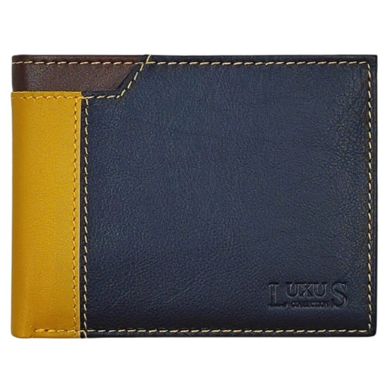 LUXUS Ανδρικό Πορτοφόλι με RFID δέρμα 5221 μπλε LUXUS