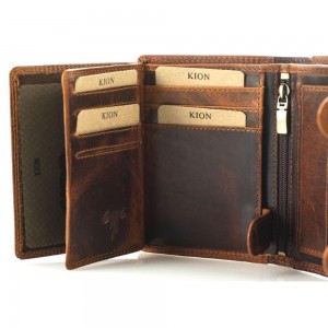 Kion 5452L KARA Δερμάτινο Ανδρικό Πορτοφόλι με RFID Καφέ Πορτοφόλια