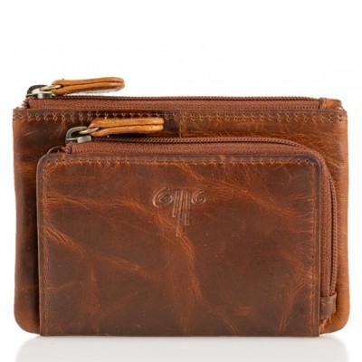 Kion 5657 Kara Δερμάτινο Πορτοφόλι Κερμάτων και Κλειδοθήκη Καφέ