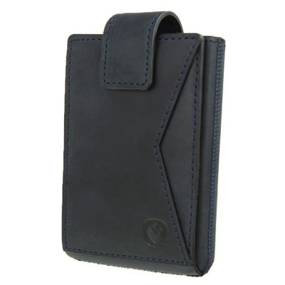 Valenta 582377 Leather Card Case Pocket with RFID Prenium Vintage Blue