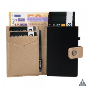 Valenta 588904 Δερμάτινο Πορτοφόλι Καρτών MagSafe με RFID Μεταλλικό Μπεζ Πορτοφόλια