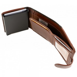 Kion 6432 Card Holder Δερμάτινο Πορτοφόλι Μαύρο-Καφέ Πορτοφόλια