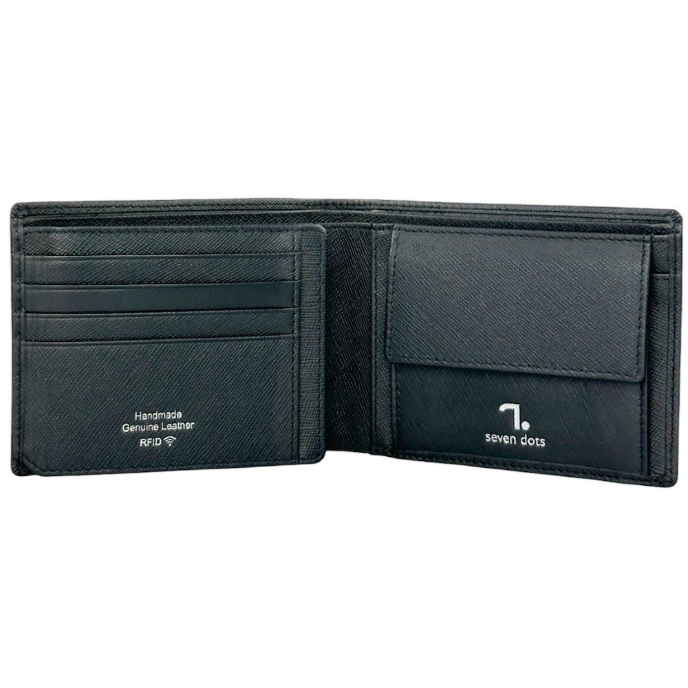 7.Dots 70-001 Men's Leather Wallet Saturn Black Wallets