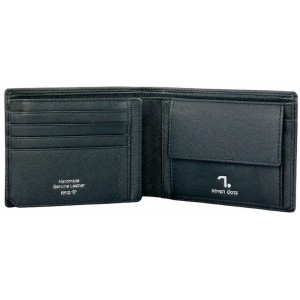 7.Dots 70-001 Men's Leather Wallet Saturn Black Wallets