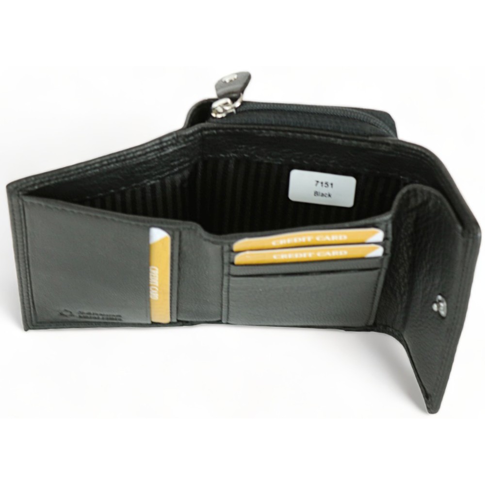 Kion 7151 Γυναικείο Πορτοφόλι Δέρμα Μαύρο Πορτοφόλια