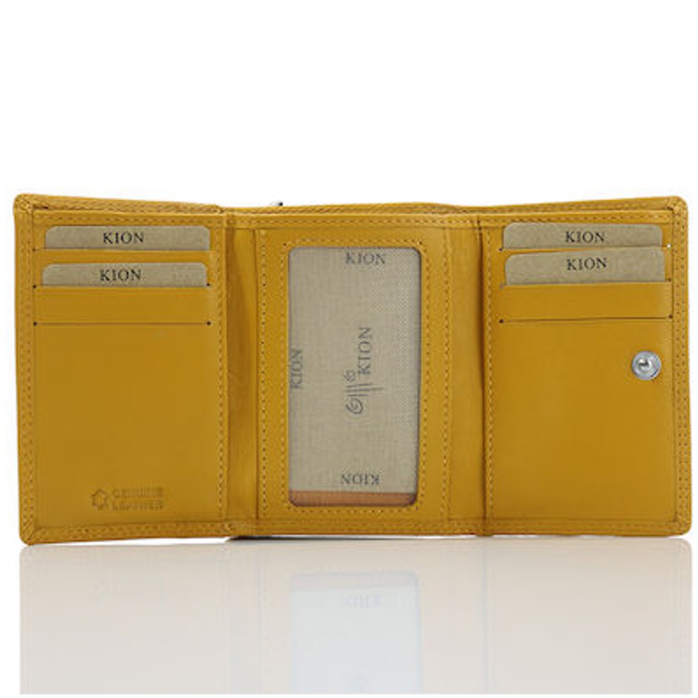 Kion 8057 Μικρό Δερμάτινο Γυναικείο Πορτοφόλι Κίτρινο Πορτοφόλια