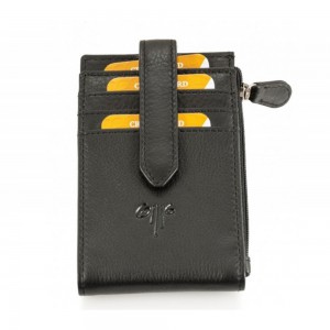 KION 9248 Καρτοθήκη δέρμα Μαύρη Πορτοφόλια