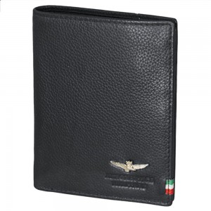 Aeronautica Militare AM-105 Leather Men's Wallet Black Wallets