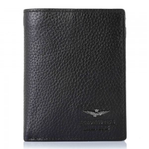 Aeronautica Militare AM-186 Leather Men's Wallet Black Wallets