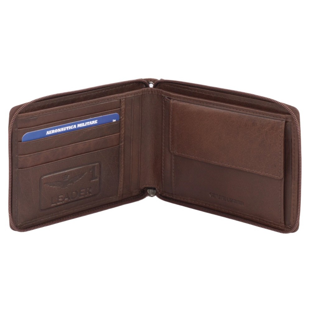 Aeronautica Militare AM-243 Δερμάτινο Ανδρικό Πορτοφόλι Καφέ Πορτοφόλια