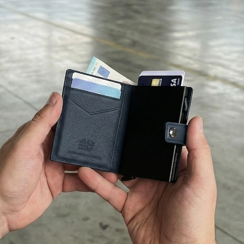 Aeronautica Militare AM-260 Mag Wallet Δερμάτινο Πορτοφόλι Καρτών με RFID Καφέ Πορτοφόλια