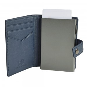 Aeronautica Militare AM-260 Mag Wallet Δερμάτινο Πορτοφόλι Καρτών με RFID Μπλε Πορτοφόλια