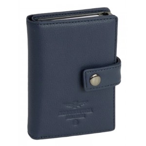 Aeronautica Militare AM-260 Mag Wallet Δερμάτινο Πορτοφόλι Καρτών με RFID Μπλε Πορτοφόλια