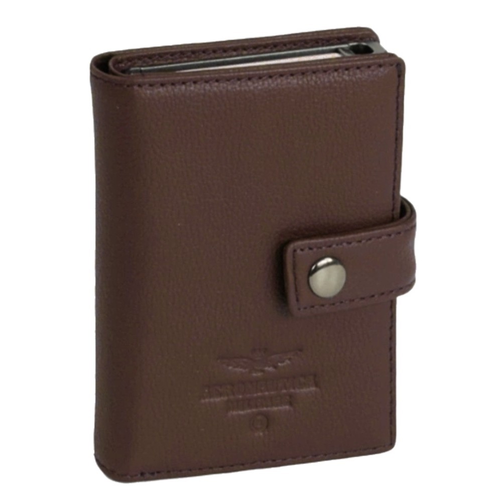 Aeronautica Militare AM-260 Mag Wallet Δερμάτινο Πορτοφόλι Καρτών με RFID Καφέ Πορτοφόλια